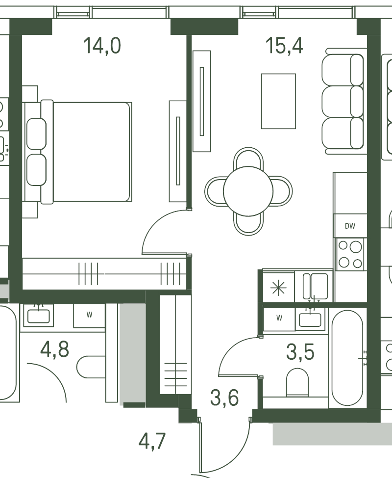 2 ккв (Евро) 36,5 м²