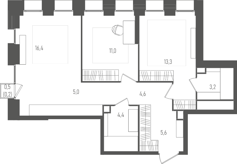 3 ккв (Евро) 63,7 м²