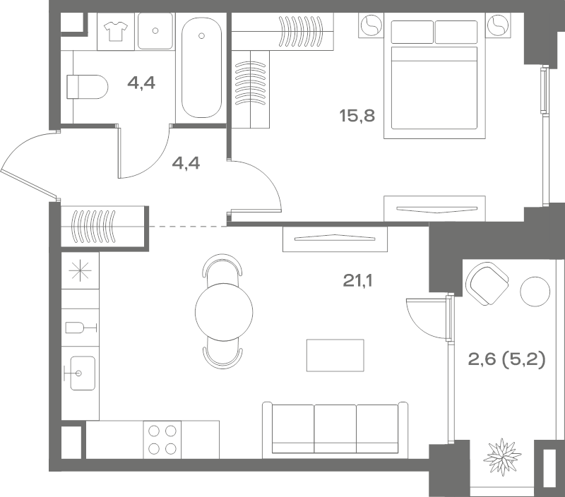 2 ккв (Евро) 48,3 м²