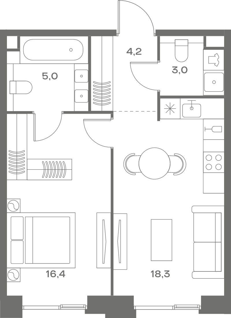 2 ккв (Евро) 46,9 м²