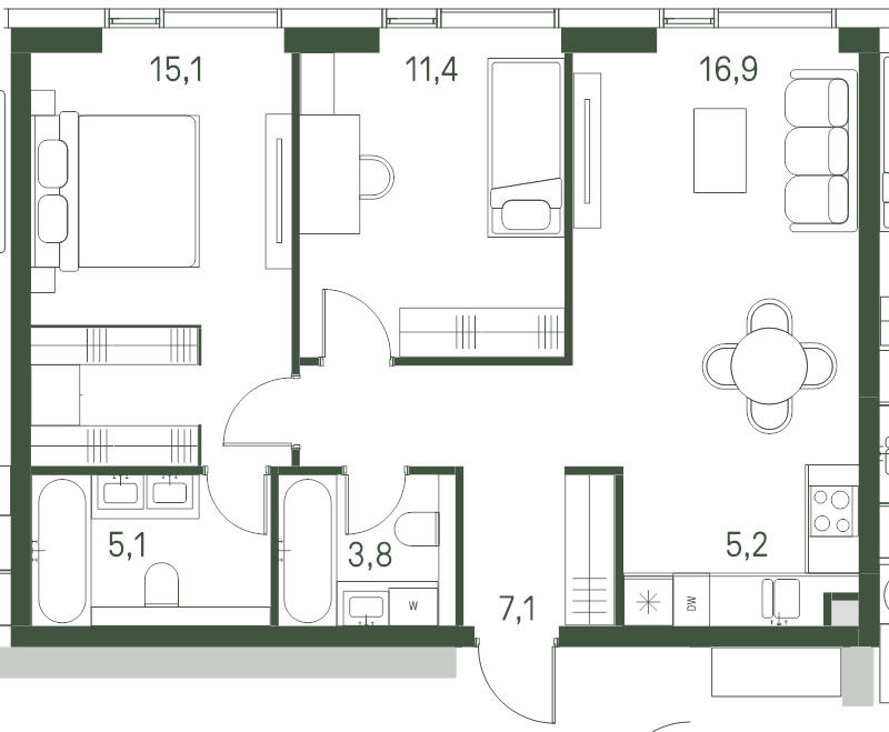 3 ккв (Евро) 64,6 м²