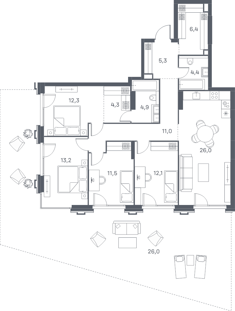 5 ккв (Евро) 137,4 м²