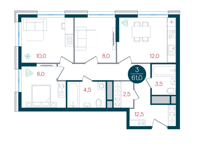 Студия 24 м²