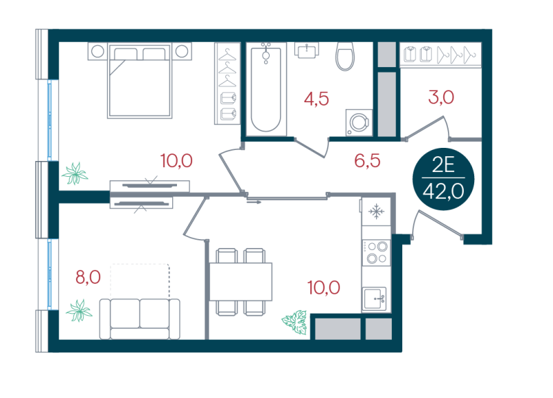 3 ккв (Евро) 49 м²