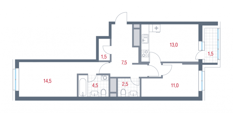 2 ккв 56 м²