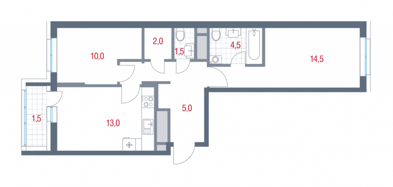 2 ккв 52 м²