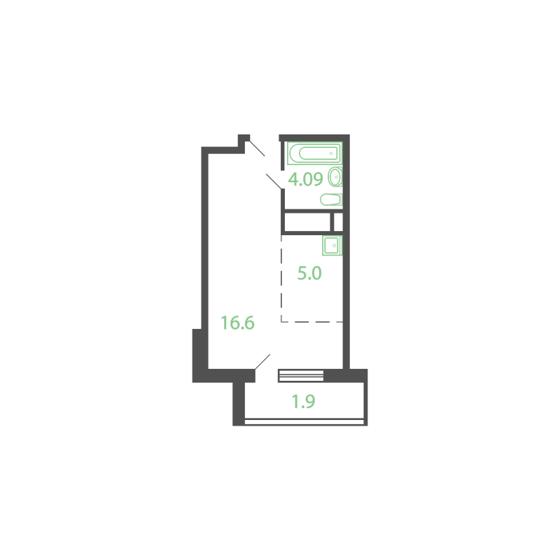 Студия 28,3 м²