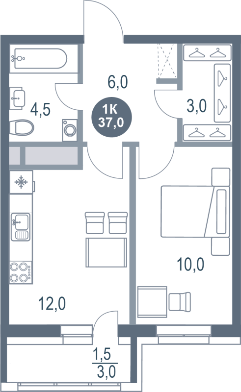1 ккв 37 м²