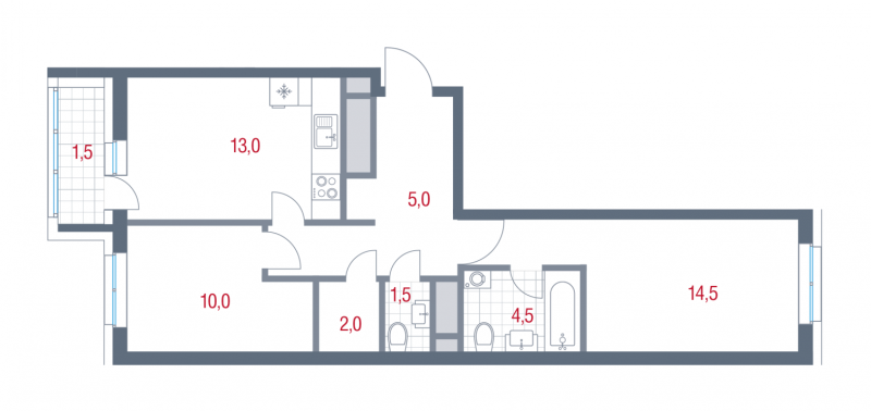2 ккв 52 м²