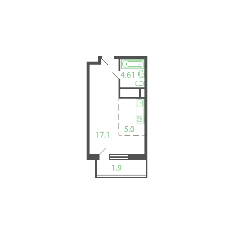 Студия 27,7 м²