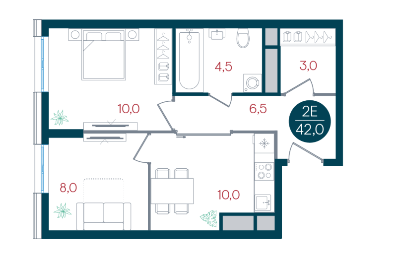 3 ккв (Евро) 49 м²