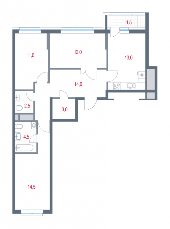 3 ккв 76 м²