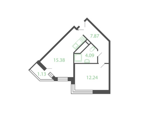 1 ккв 42 м²