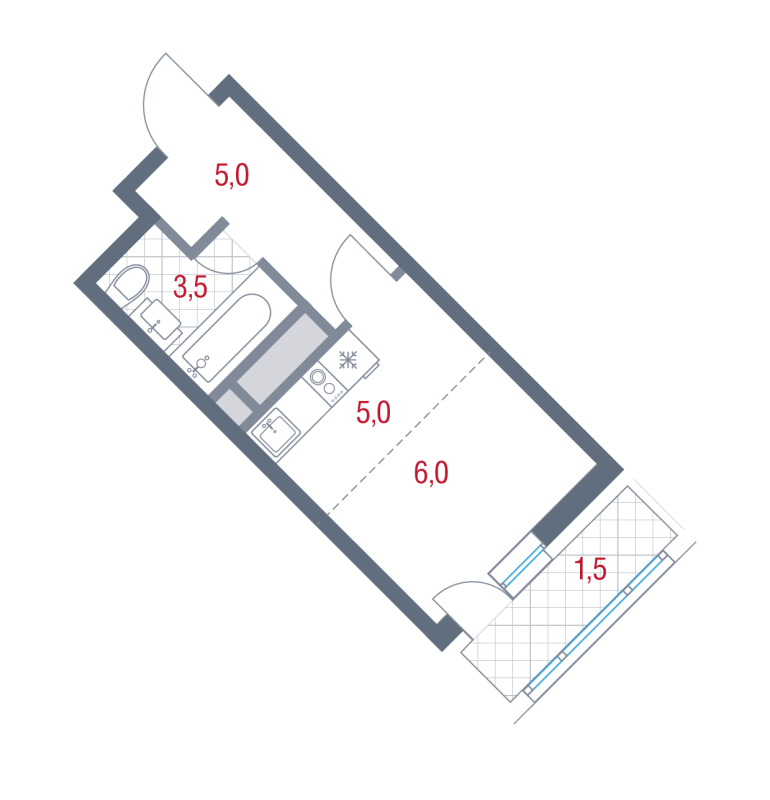 Студия 21 м²