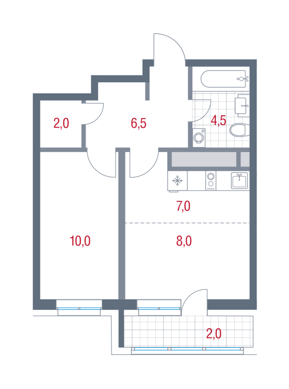 2 ккв (Евро) 40 м²