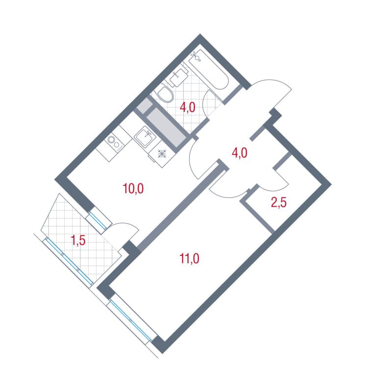 1 ккв 33 м²