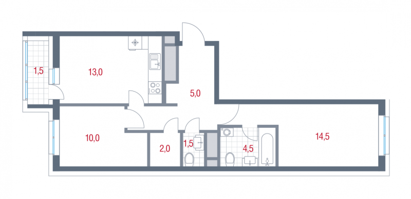 2 ккв 52 м²
