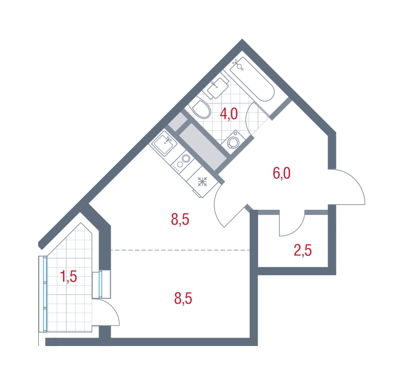 Студия 31 м²
