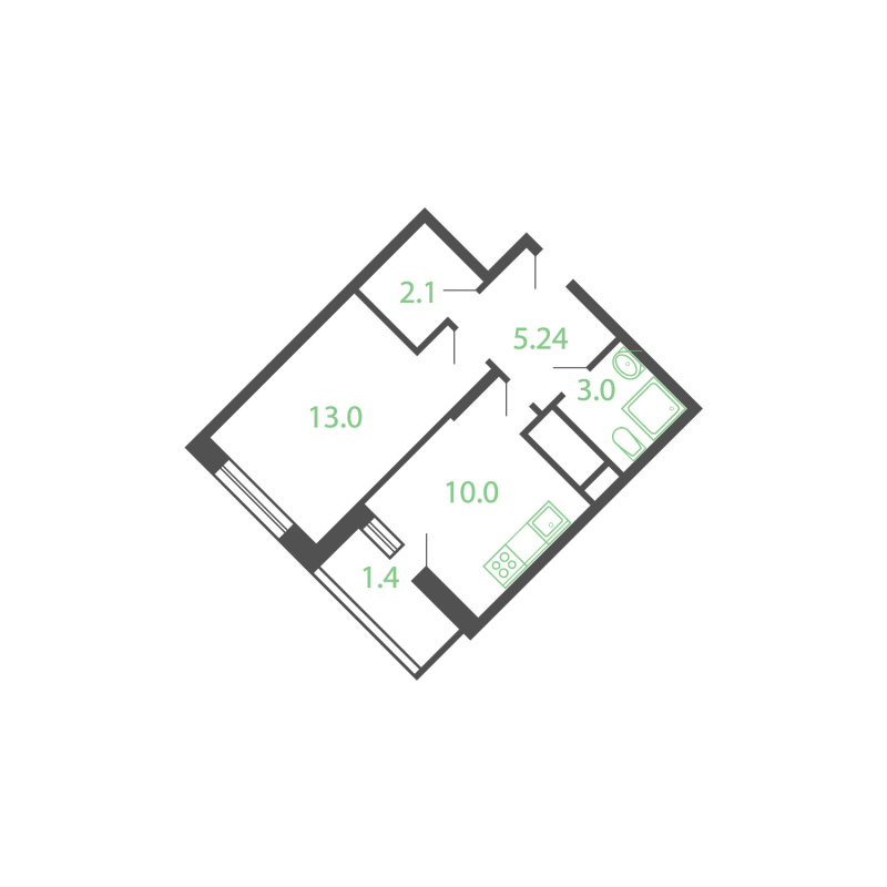 1 ккв 35,5 м²