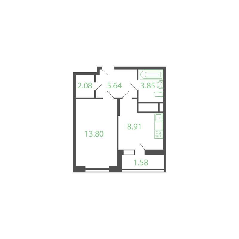 1 ккв 37,5 м²