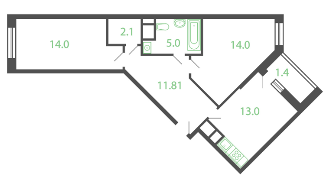 2 ккв 61,2 м²