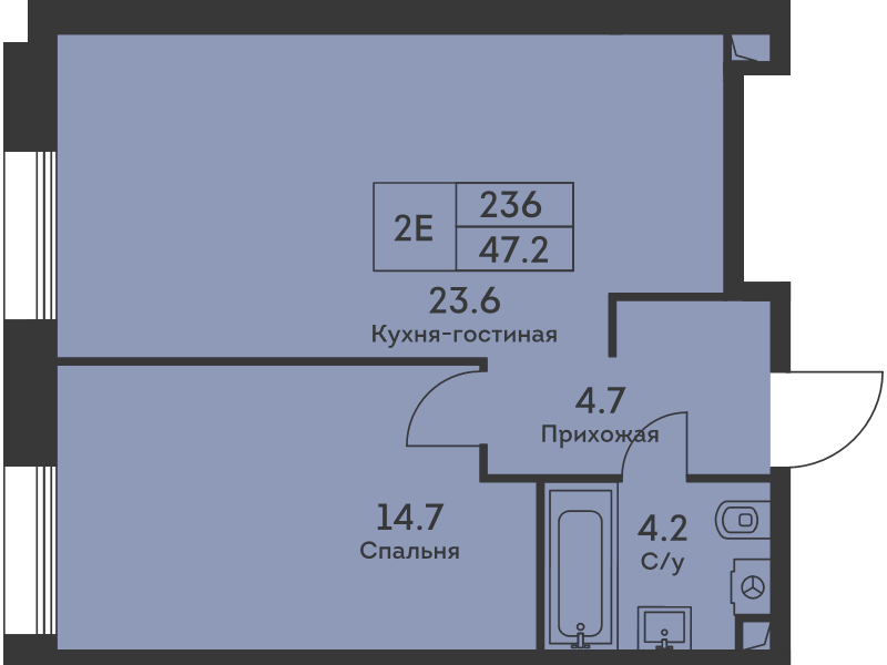 2 ккв (Евро) 47,1 м²