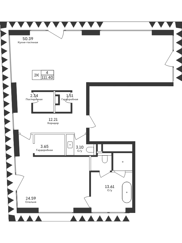 3 ккв (Евро) 111,4 м²