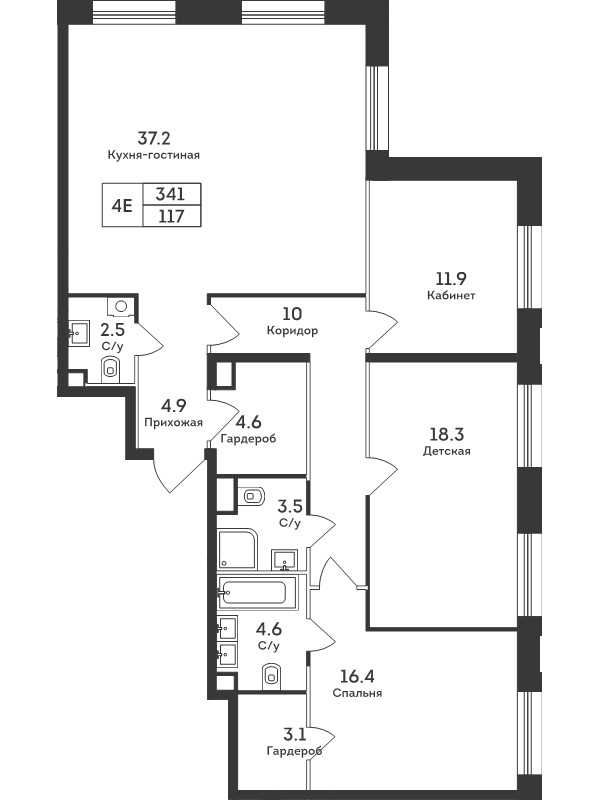 4 ккв (Евро) 117 м²