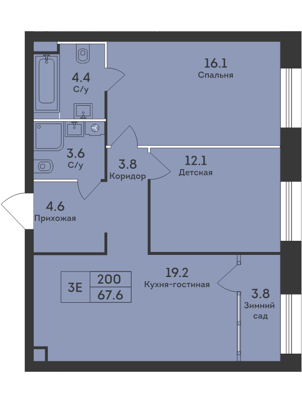 3 ккв (Евро) 67,6 м²
