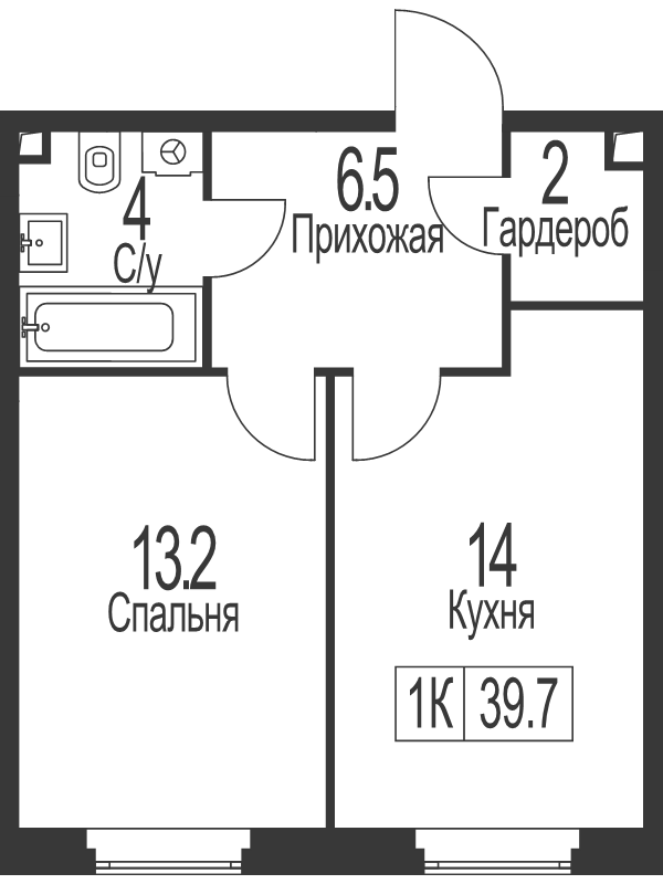 1 ккв 39,7 м²