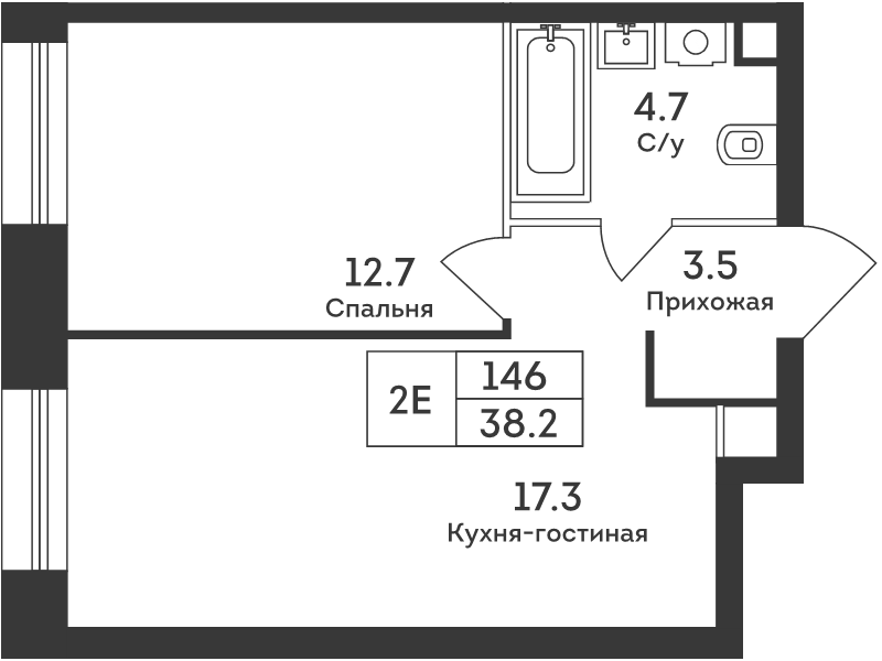 2 ккв (Евро) 38,2 м²