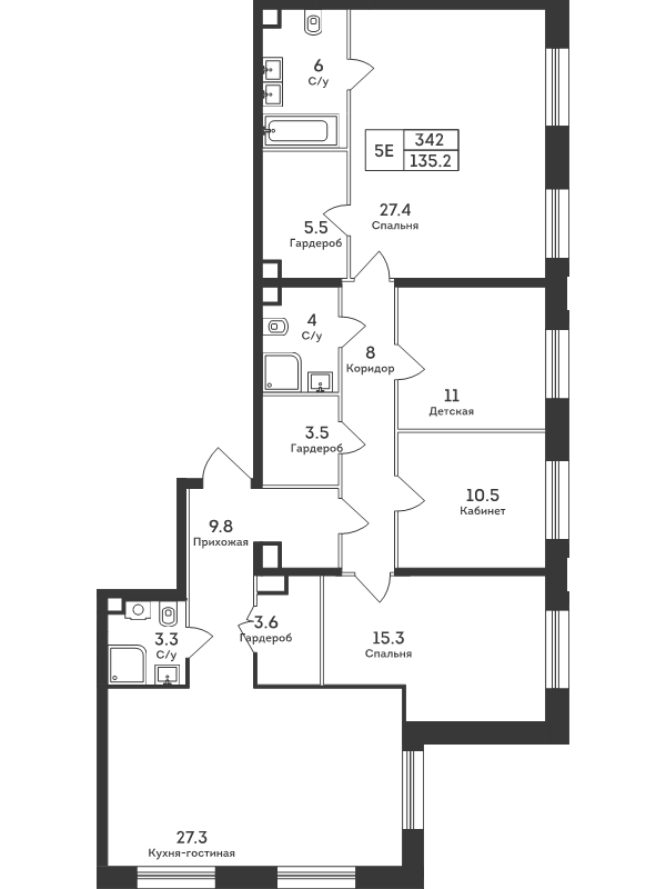 5 ккв (Евро) 135,2 м²