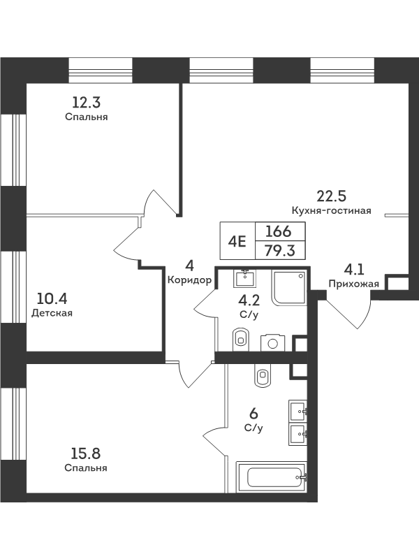 4 ккв (Евро) 79,3 м²