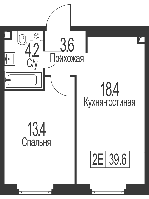 2 ккв (Евро) 39,6 м²