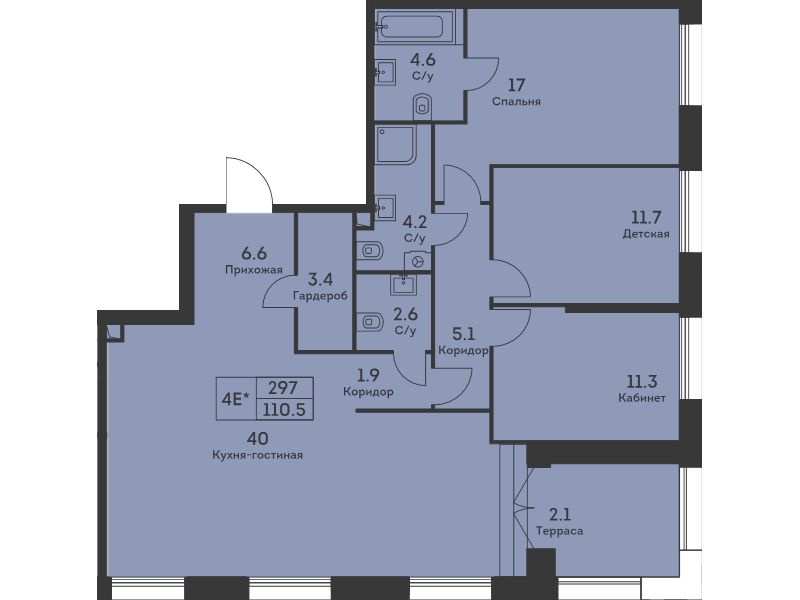 4 ккв (Евро) 112,2 м²
