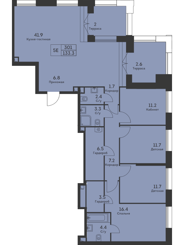 5 ккв (Евро) 134,3 м²