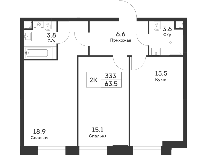 3 ккв (Евро) 63,5 м²