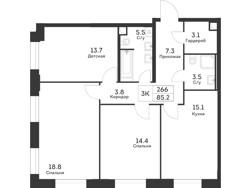 4 ккв (Евро) 85,1 м²