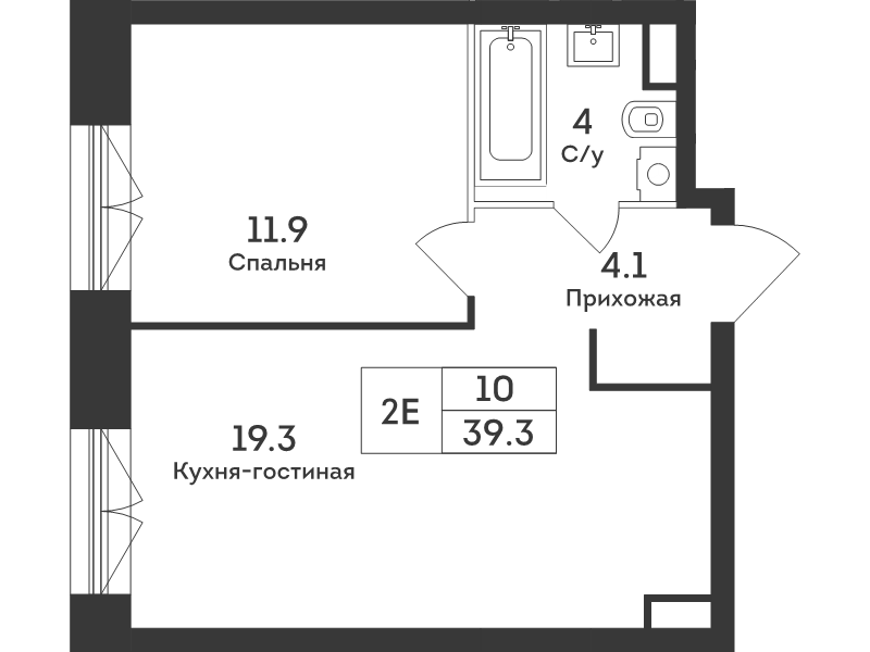 2 ккв (Евро) 39,3 м²