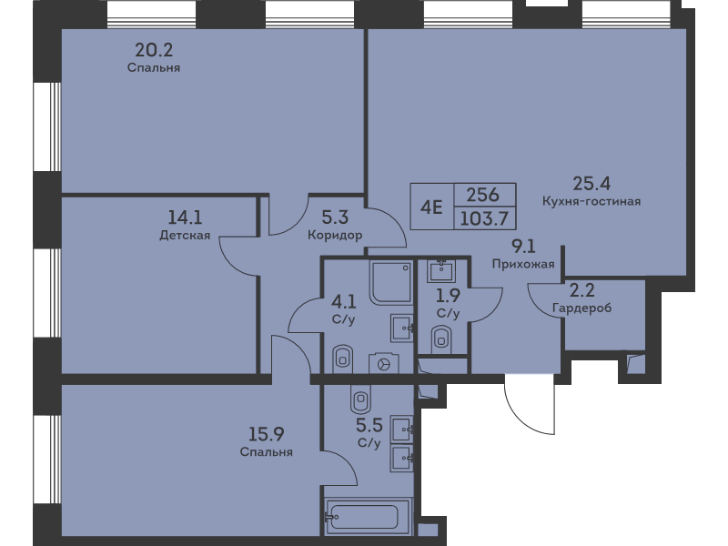 4 ккв (Евро) 103,8 м²