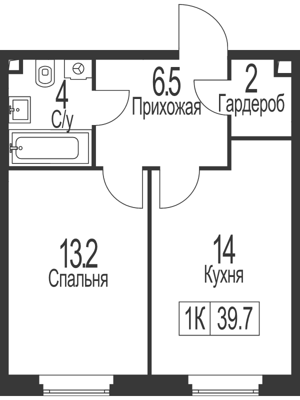1 ккв 39,7 м²