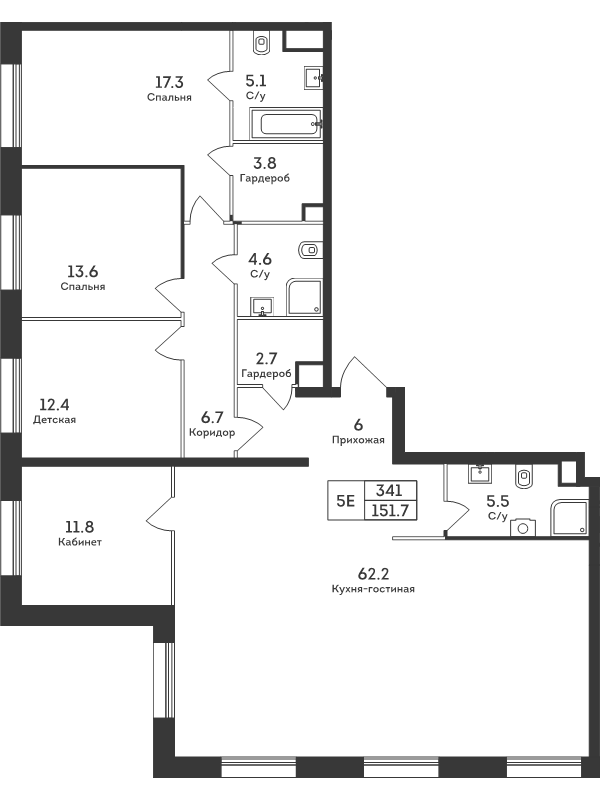 5 ккв (Евро) 151,7 м²