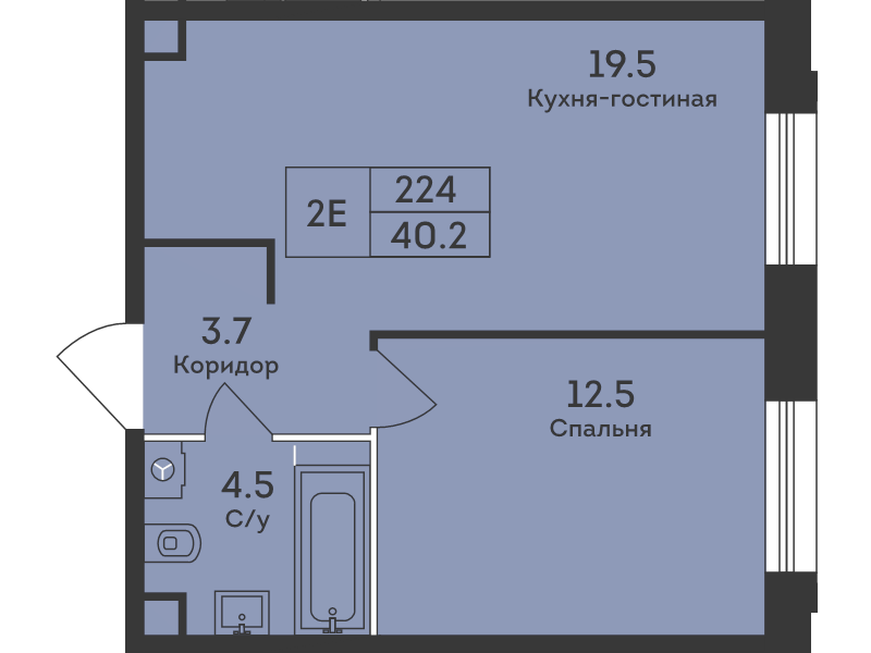 2 ккв (Евро) 40,2 м²