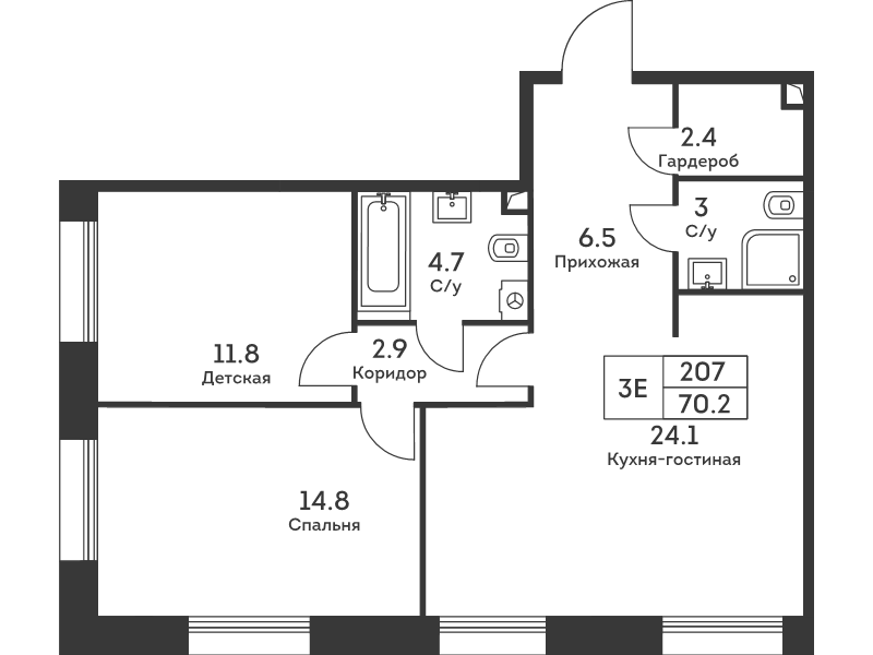 3 ккв (Евро) 70,1 м²