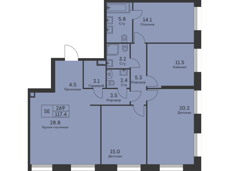 5 ккв (Евро) 118,7 м²