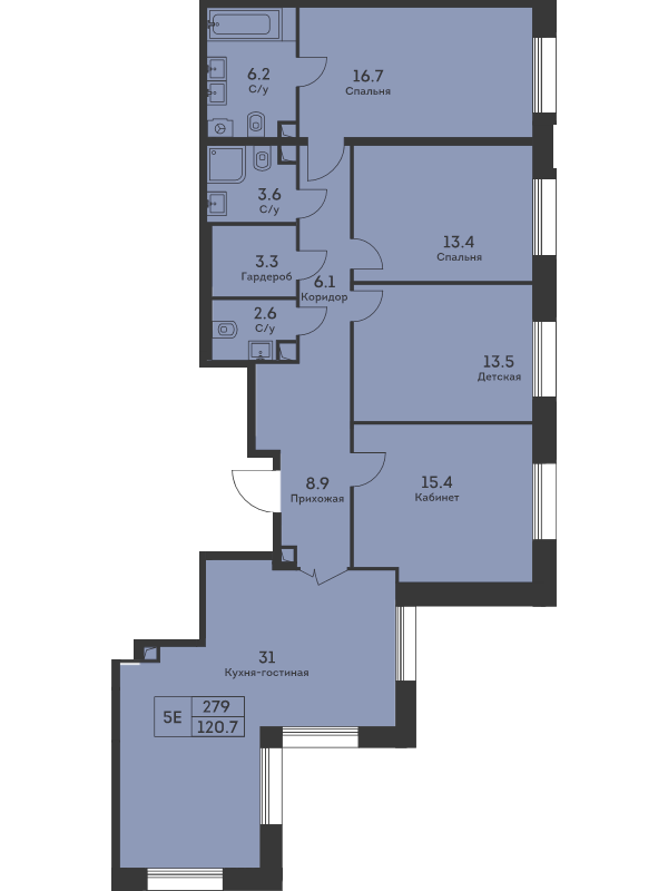5 ккв (Евро) 121 м²