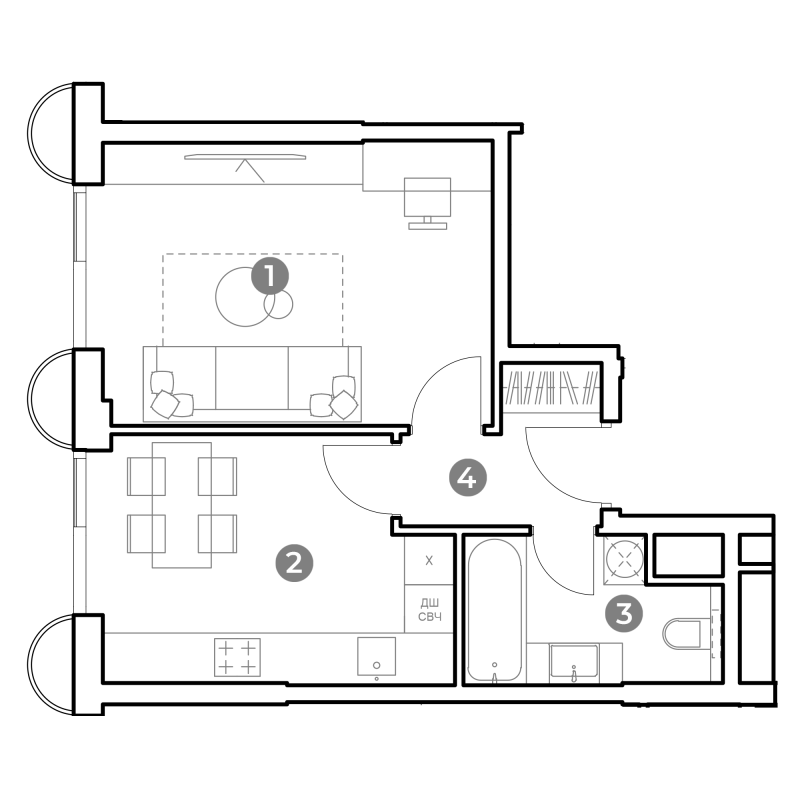 1 ккв 36,7 м²