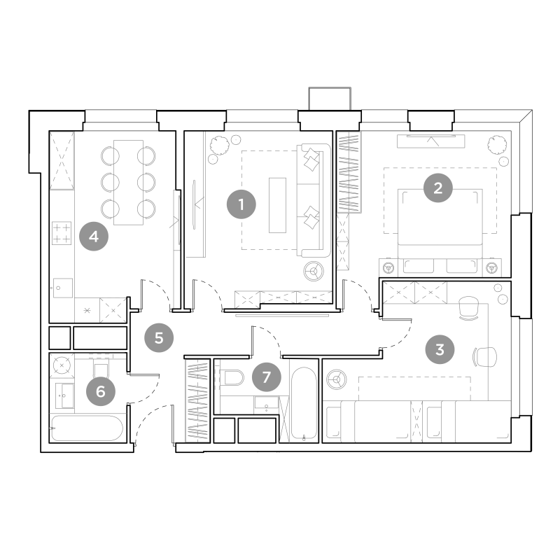 3 ккв 75,7 м²