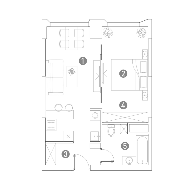 2 ккв (Евро) 44,8 м²