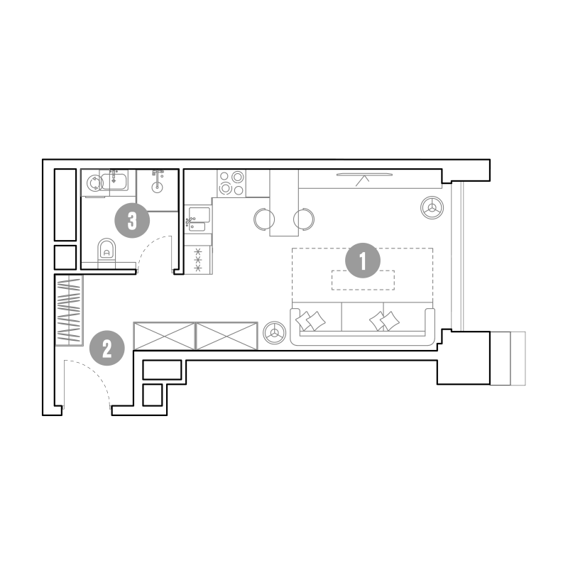 Студия 31,6 м²